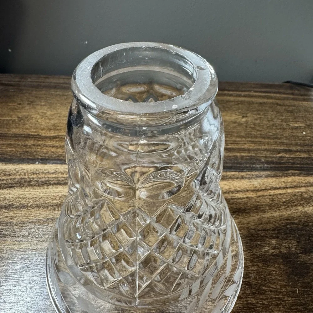 Vintage Cottagecore Country Clear Glass Lamp‎ Shade Diamonds Etched Floral